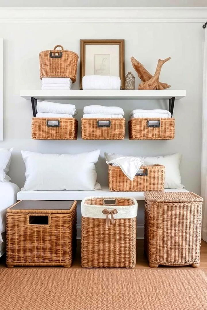 Woven Baskets for Storage - 21 Coastal Bedroom Ideas