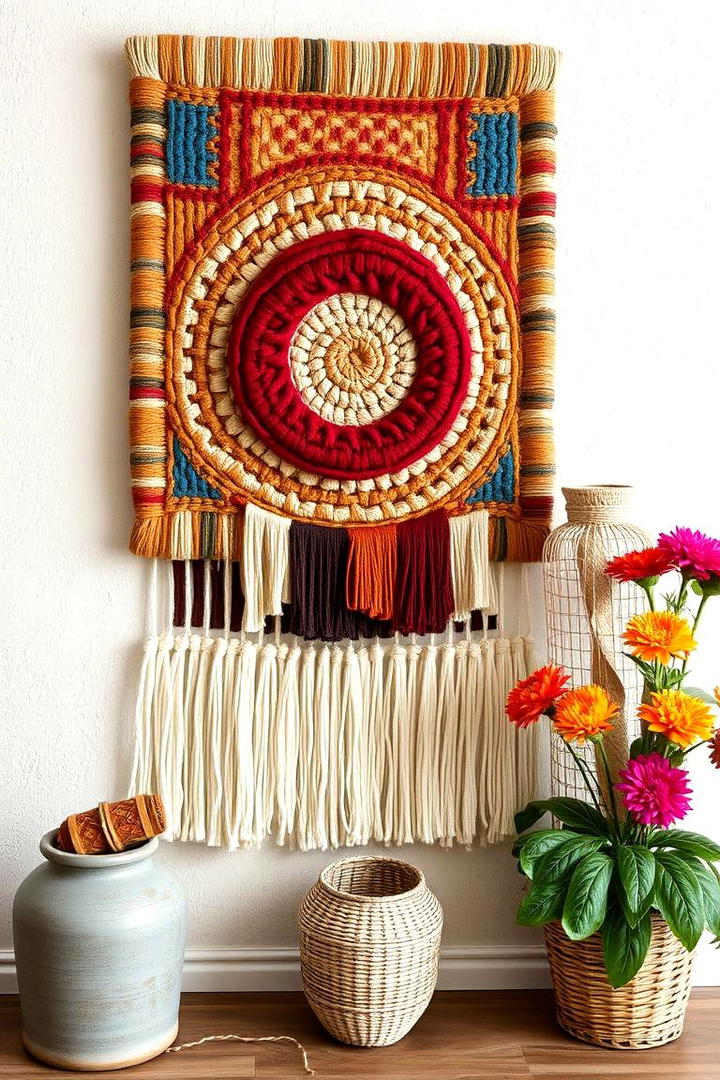 Woven Textile Art - 21 Farmhouse Wall Decor Ideas