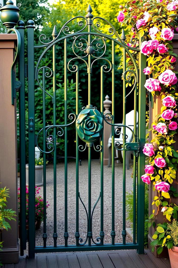 Wrought Iron Floral Pattern - 30 Deck Gate Ideas