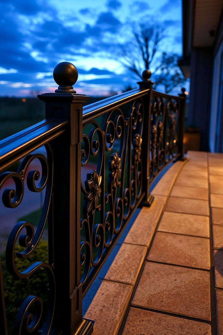 Wrought Iron Railing with Ornate Details - 21 Deck Railing Ideas