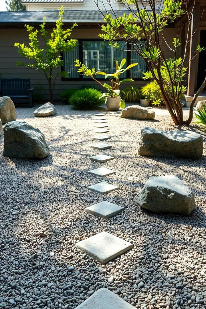 Zen Inspired Stone Arrangement - 21 Front Yard Landscaping Ideas With Rocks and Mulch