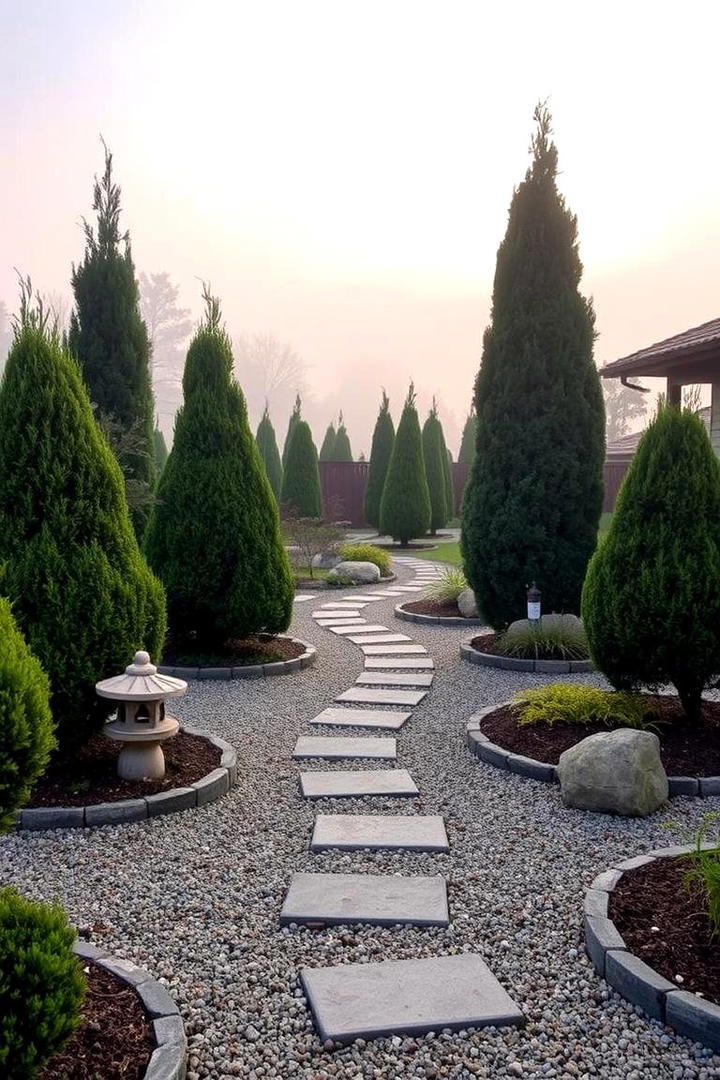 Zen inspired Evergreen Oasis - 30 Front Yard Evergreen Landscaping Ideas