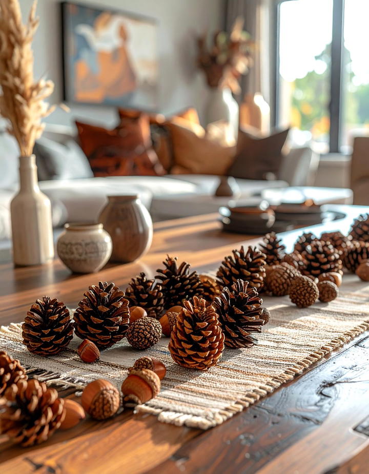 Acorn and Pinecone Scatter - 50 fall table decor ideas
