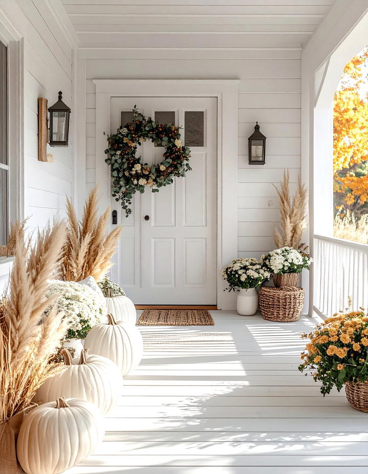 All Natural Neutral Display - 50 modern fall porch decor ideas