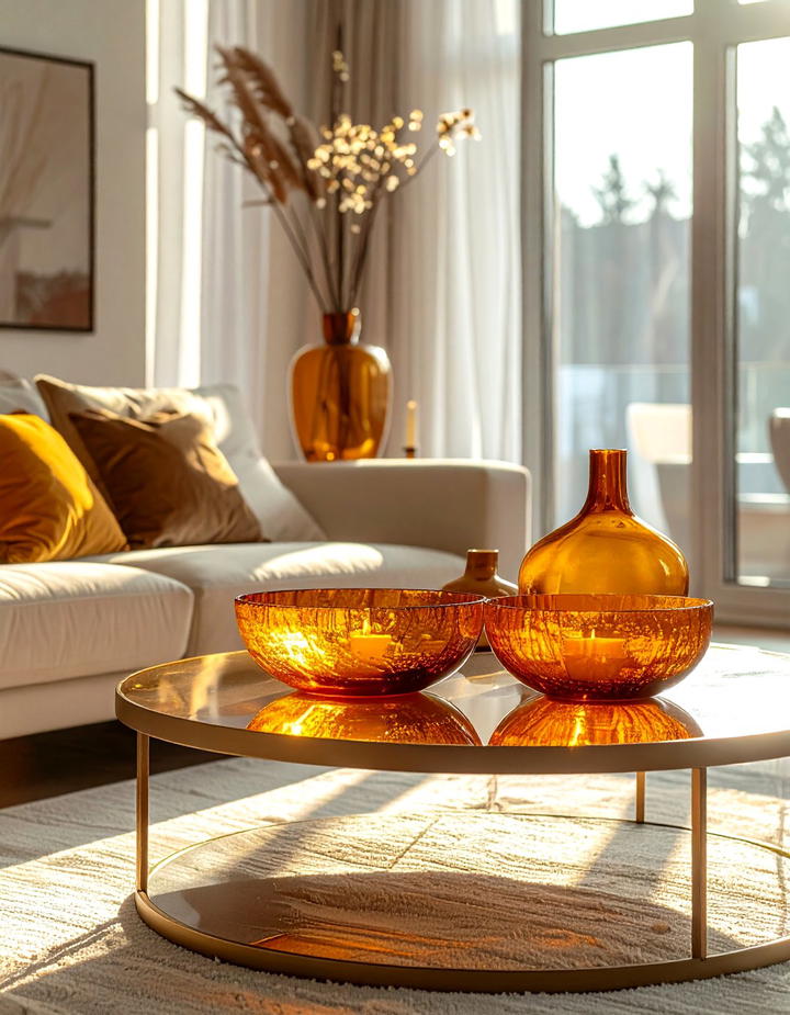 Amber Glass Decor - 50 living room fall decor ideas