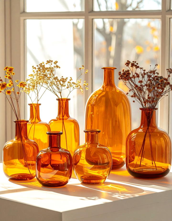 Amber Glass Vessels - 50 fall decor trends 2025