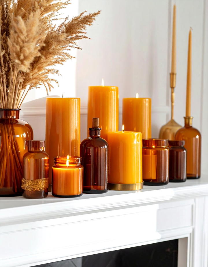Amber Glow Candle Collection - 50 fall fireplace decor ideas