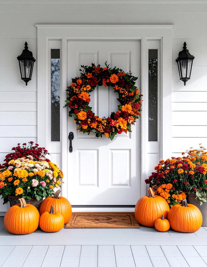 Asymmetrical Wreath Design - 50 fall front door decor ideas