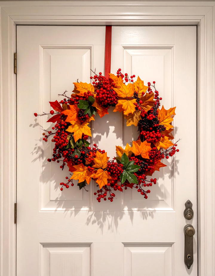 Autumn Foliage Wreath - 50 fall bathroom decor ideas