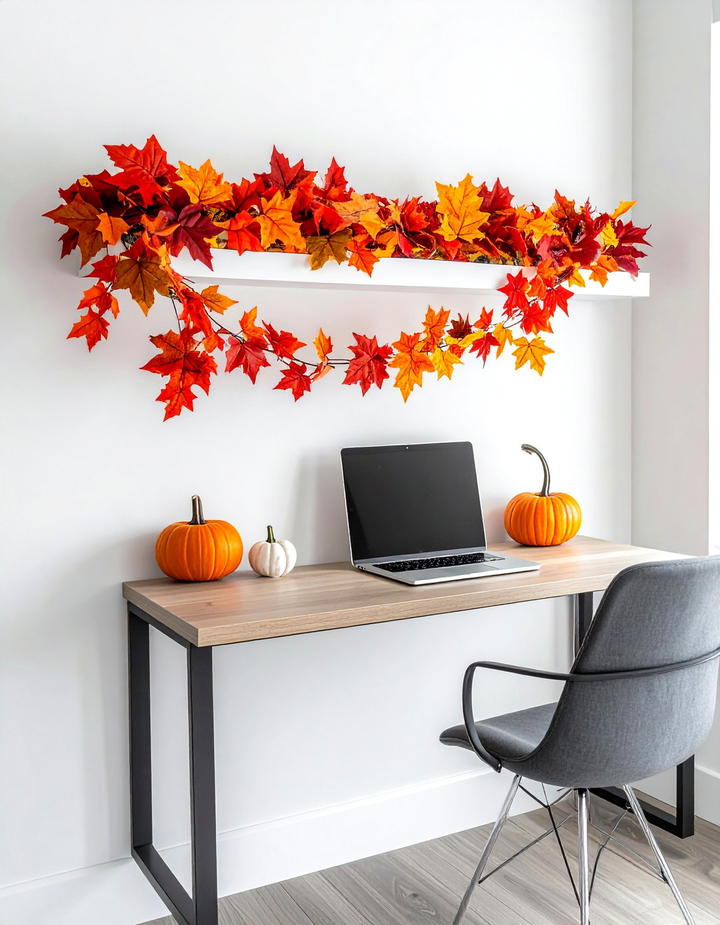 Autumn Leaf Office Garland - 50 fall office decor ideas