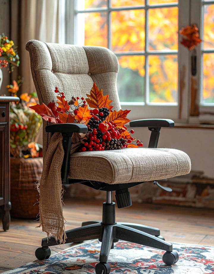 Autumn Office Chair Sash - 50 fall office decor ideas