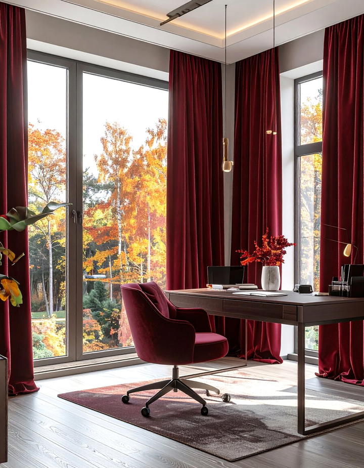 Autumn Office Window Treatments - 50 fall office decor ideas