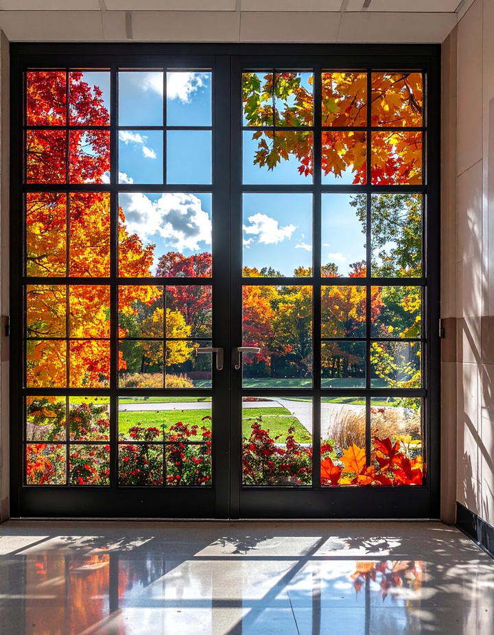Autumn Window View - 50 fall door decor classroom ideas