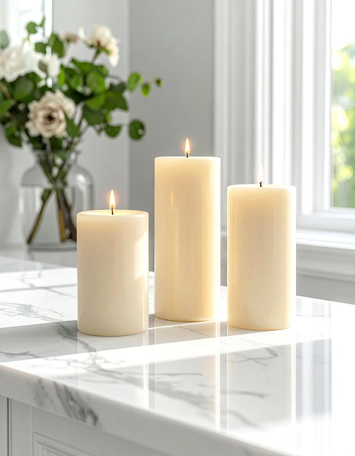 Bathroom Counter Candle Group - 50 minimalist fall decor ideas
