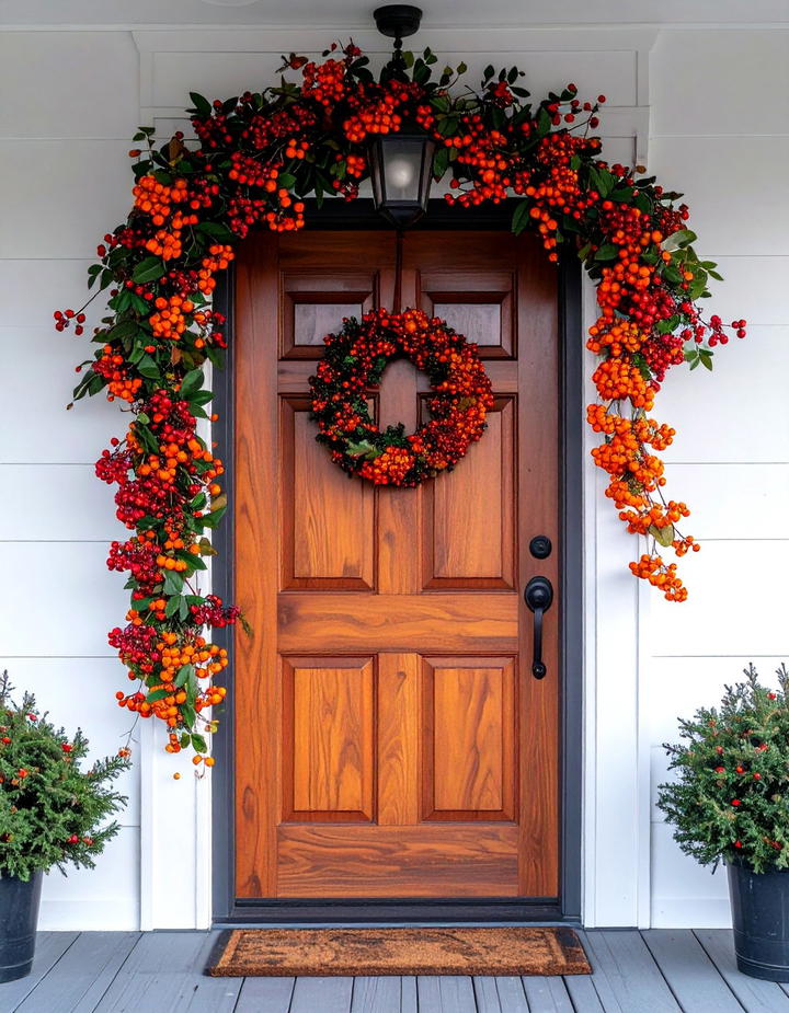 Berry Branch Door Garland - 50 fall front door decor ideas