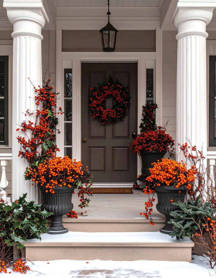 Berry Branch and Bittersweet Vine Porch - 50 fall porch decor ideas
