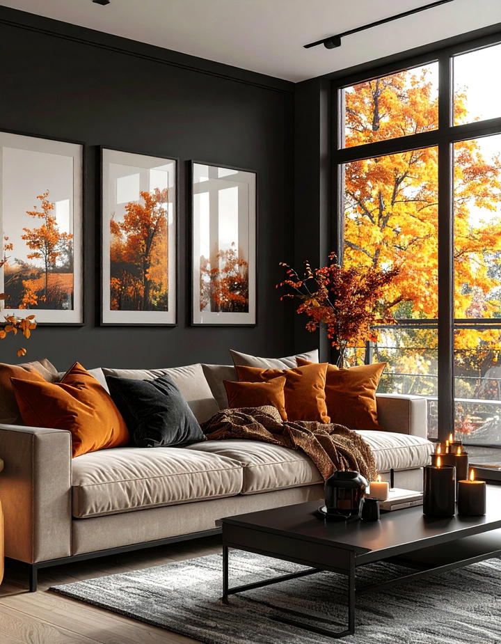Black Accent Details - 50 living room fall decor ideas