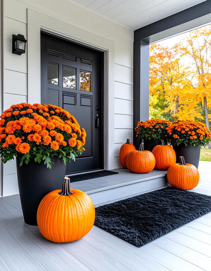 Black and Orange Bold Contrast - 50 modern fall porch decor ideas