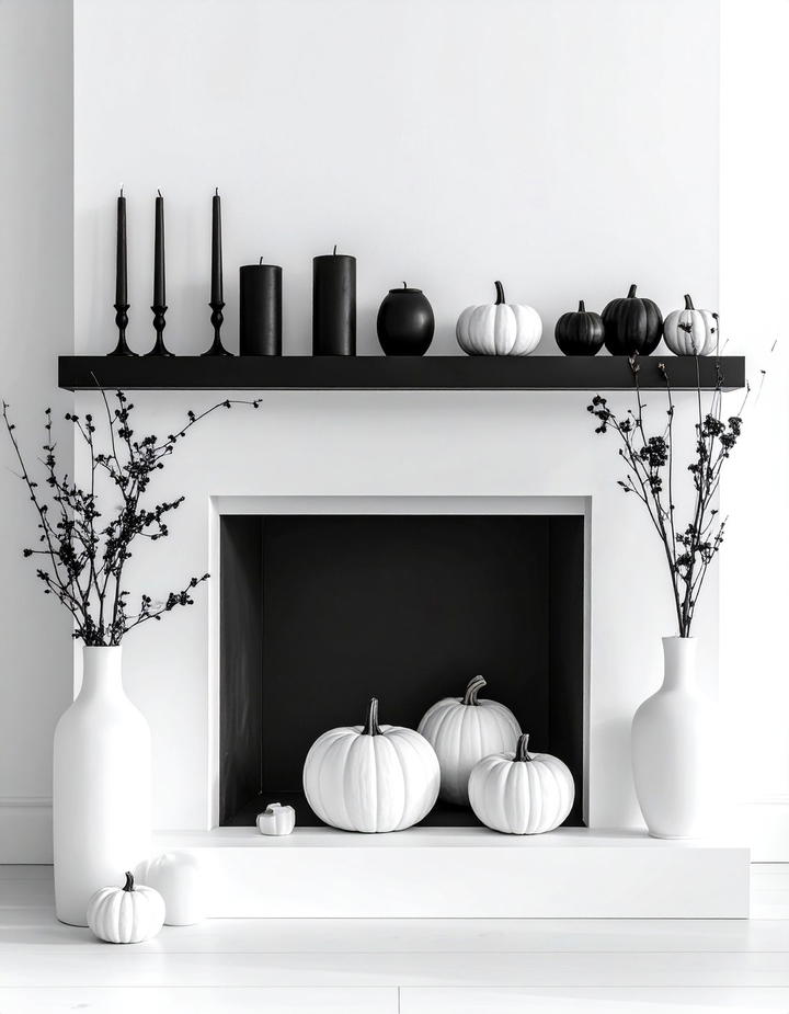 Black and White Modern Fall - 50 fall fireplace decor ideas