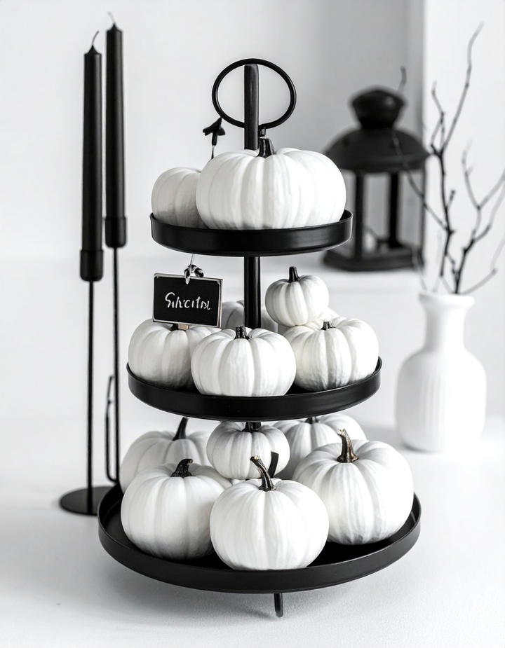 Black and White Modern Fall - 50 fall tiered tray decor ideas