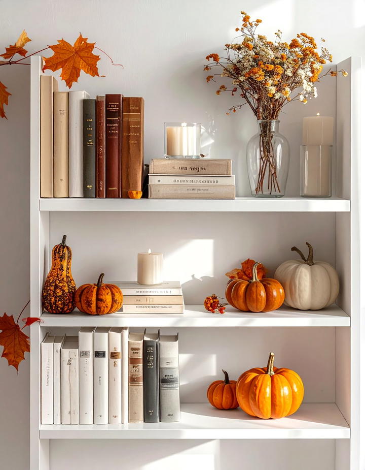 Bookshelf Fall Integration - 50 fall decor ideas