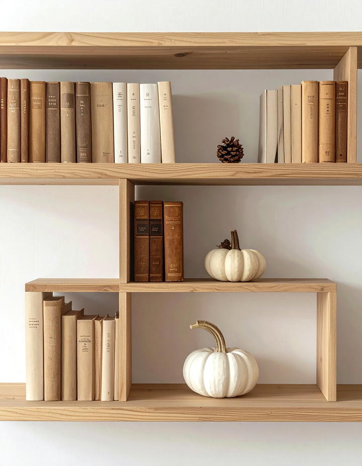 Bookshelf Styling with Fall Touches - 50 minimalist fall decor ideas