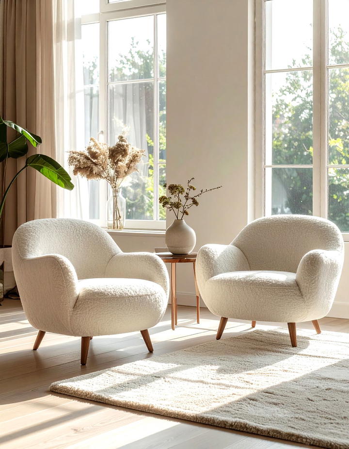 Boucle Texture Furniture - 50 living room fall decor ideas