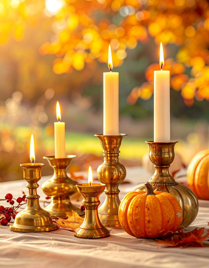 Brass Candle Holder Collections - 50 fall table decor ideas