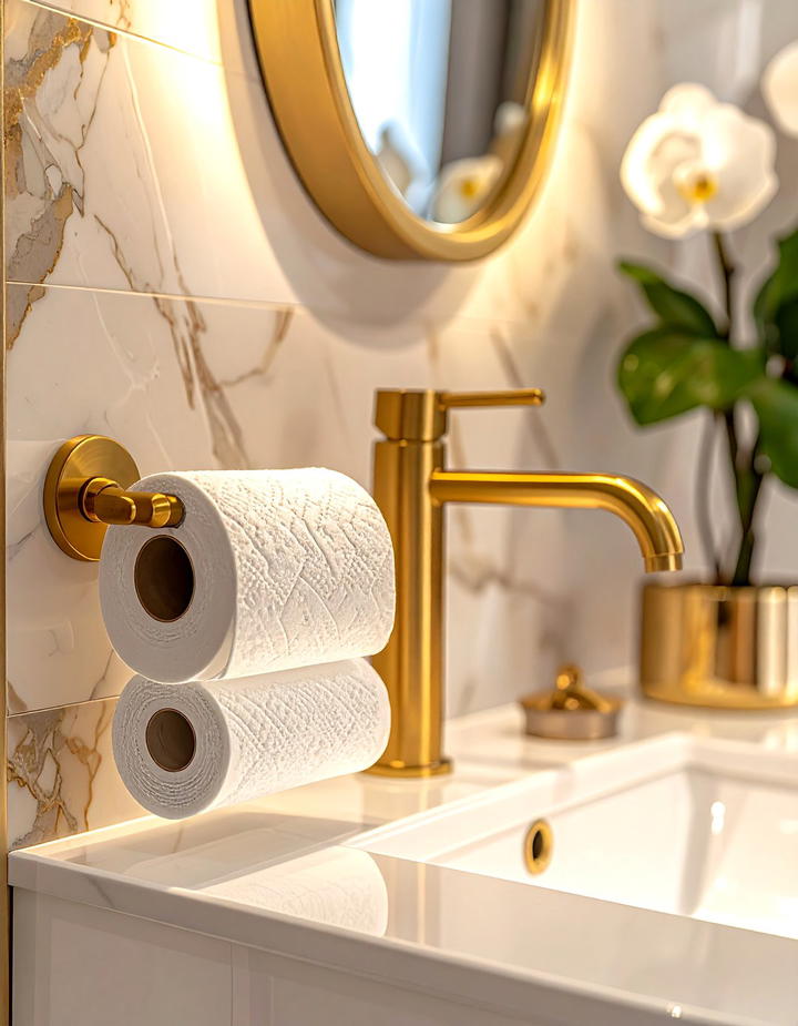 Brass Hardware Fixtures - 50 fall bathroom decor ideas