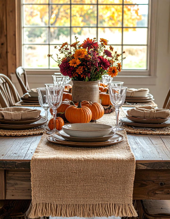 Burlap Table Elements - 50 fall table decor ideas