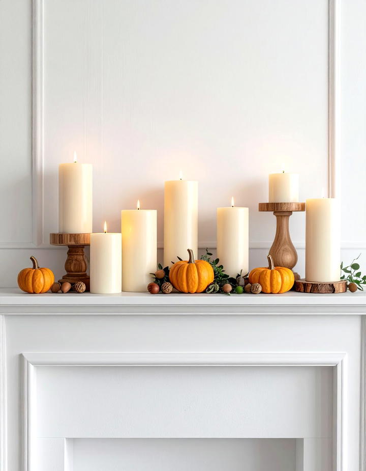 Candle Grouping Mantel Focus - 50 fall mantel decor ideas
