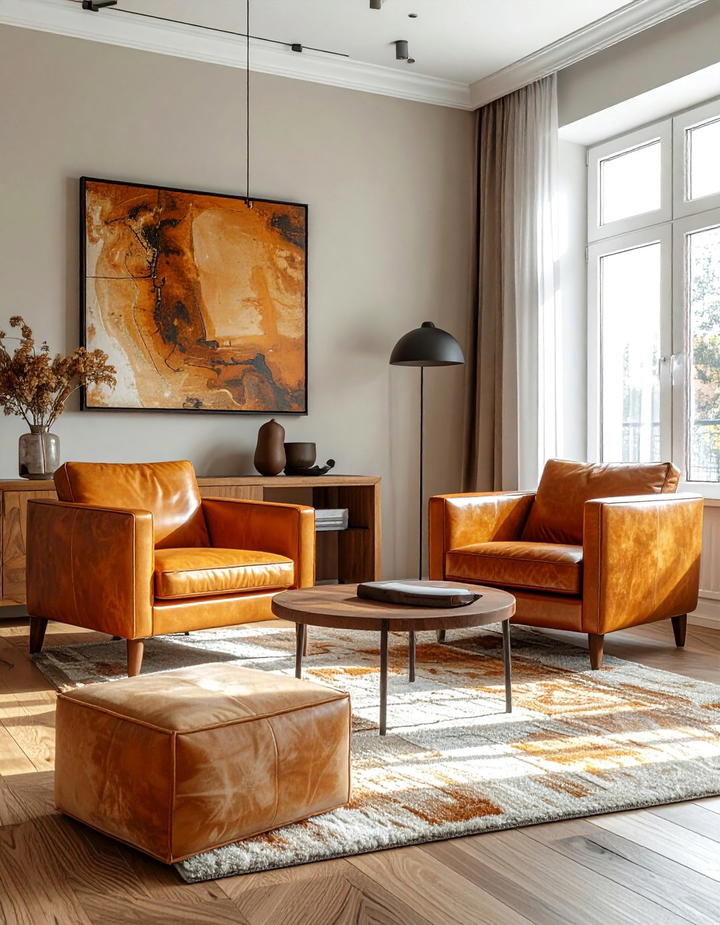 Caramel Leather Accents - 50 fall decor trends 2025