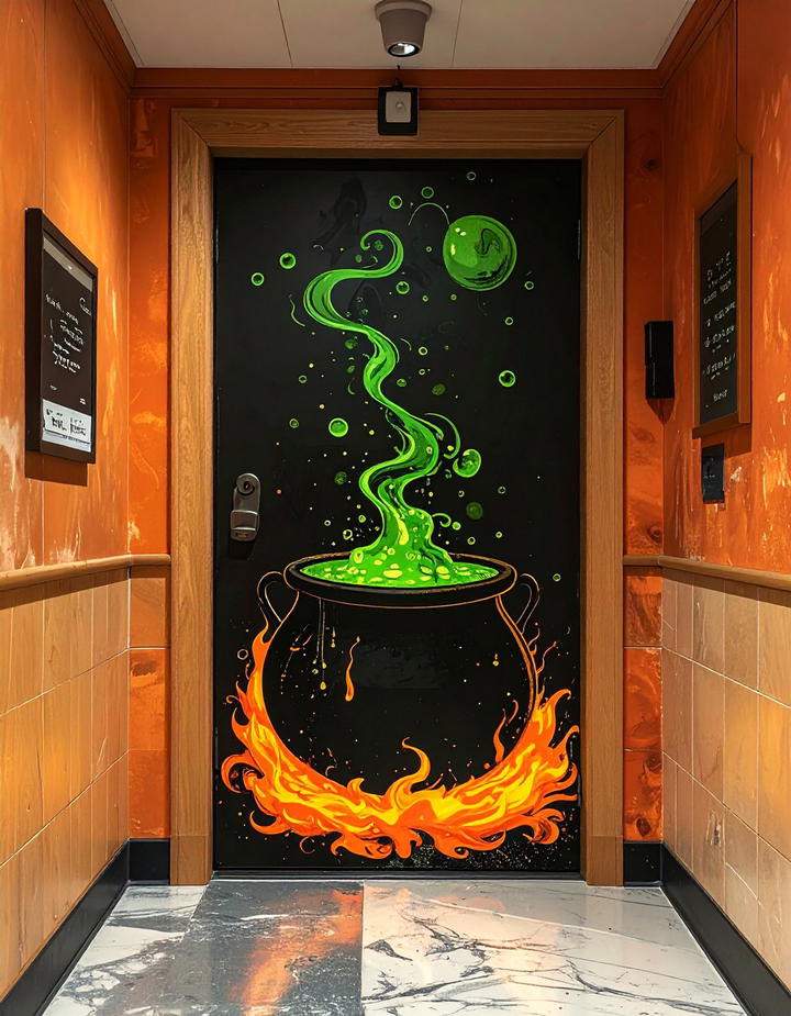 Cauldron Bubbling Door - 50 fall door decor classroom ideas
