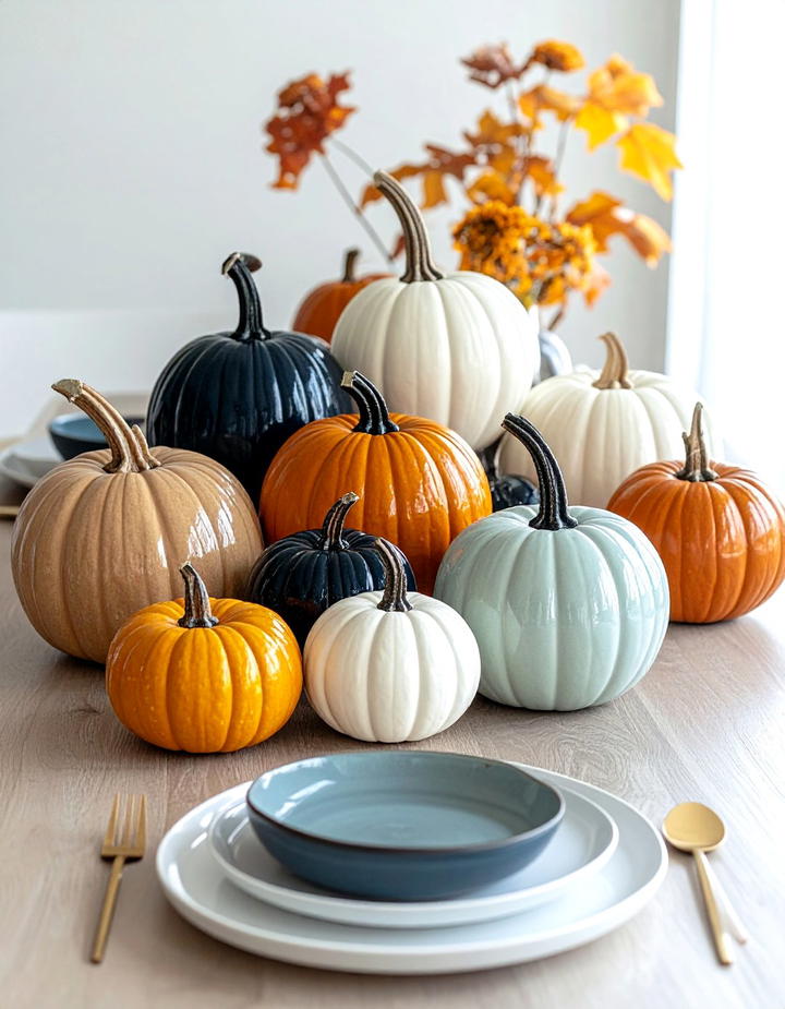 Ceramic Pumpkin Collections - 50 fall table decor ideas