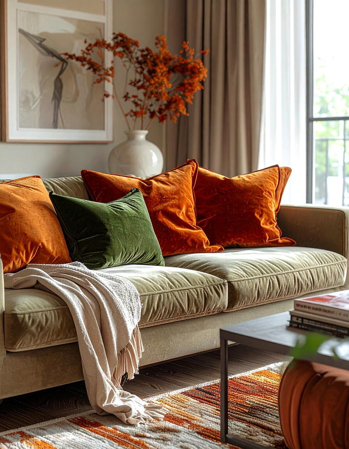 Chenille Throw Pillows - 50 living room fall decor ideas