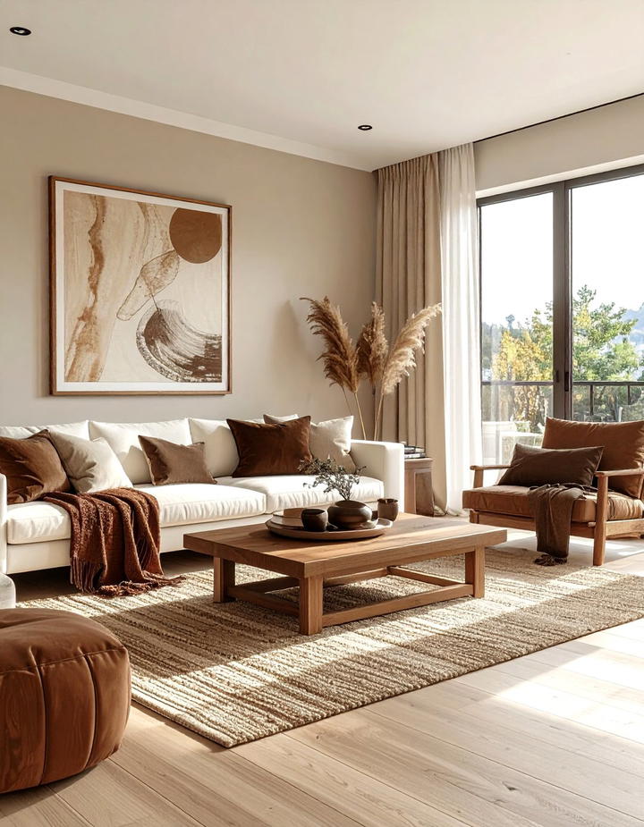Chocolate Brown Accents - 50 living room fall decor ideas