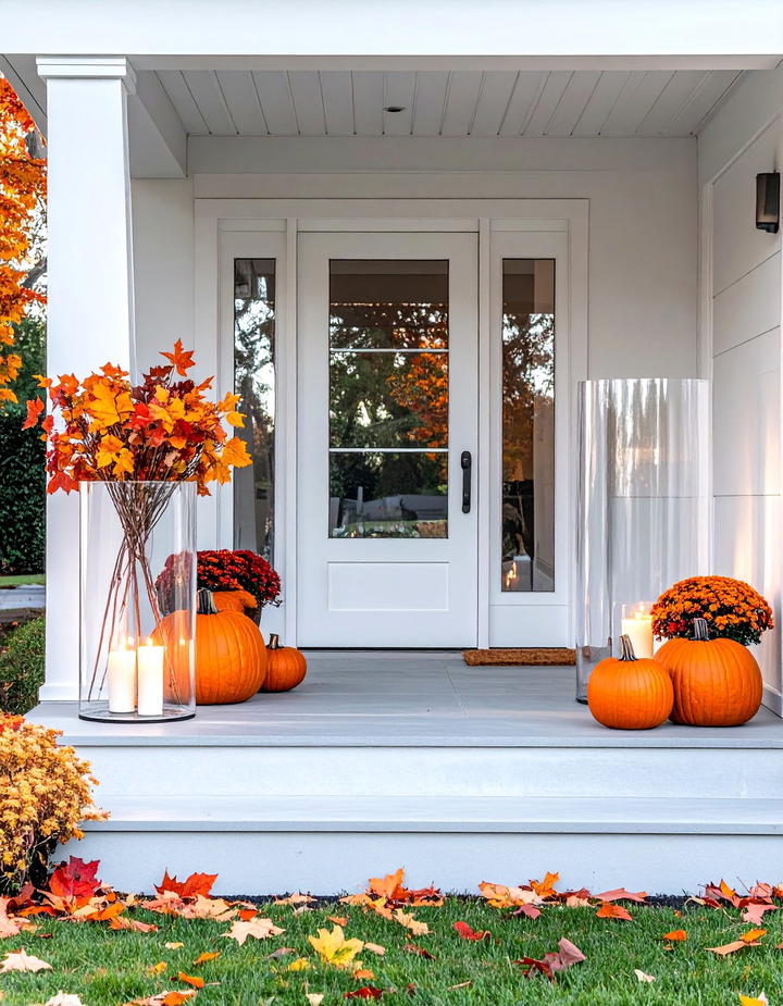 Clear Glass and Simple Stems - 50 modern fall porch decor ideas