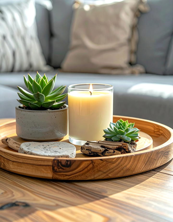 Coffee Table Tray Arrangement - 50 minimalist fall decor ideas