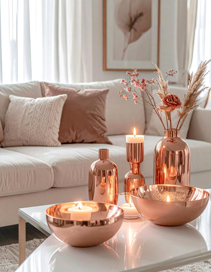 Copper Decorative Objects - 50 living room fall decor ideas