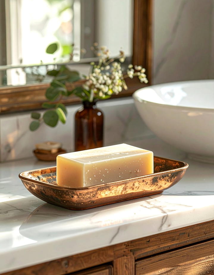 Copper Soap Dish - 50 fall bathroom decor ideas