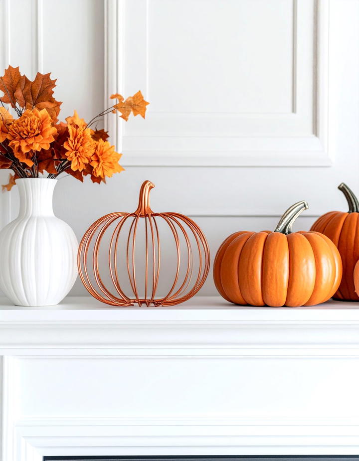 Copper Wire Pumpkin Sculptures - 50 fall pumpkin decor ideas