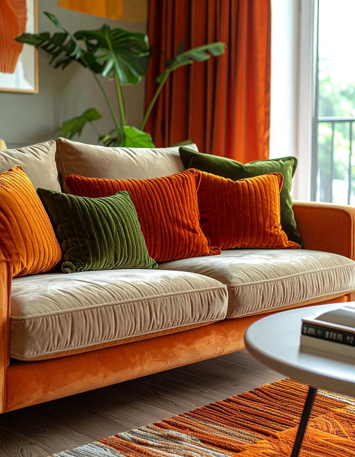 Corduroy Accent Pillows - 50 living room fall decor ideas
