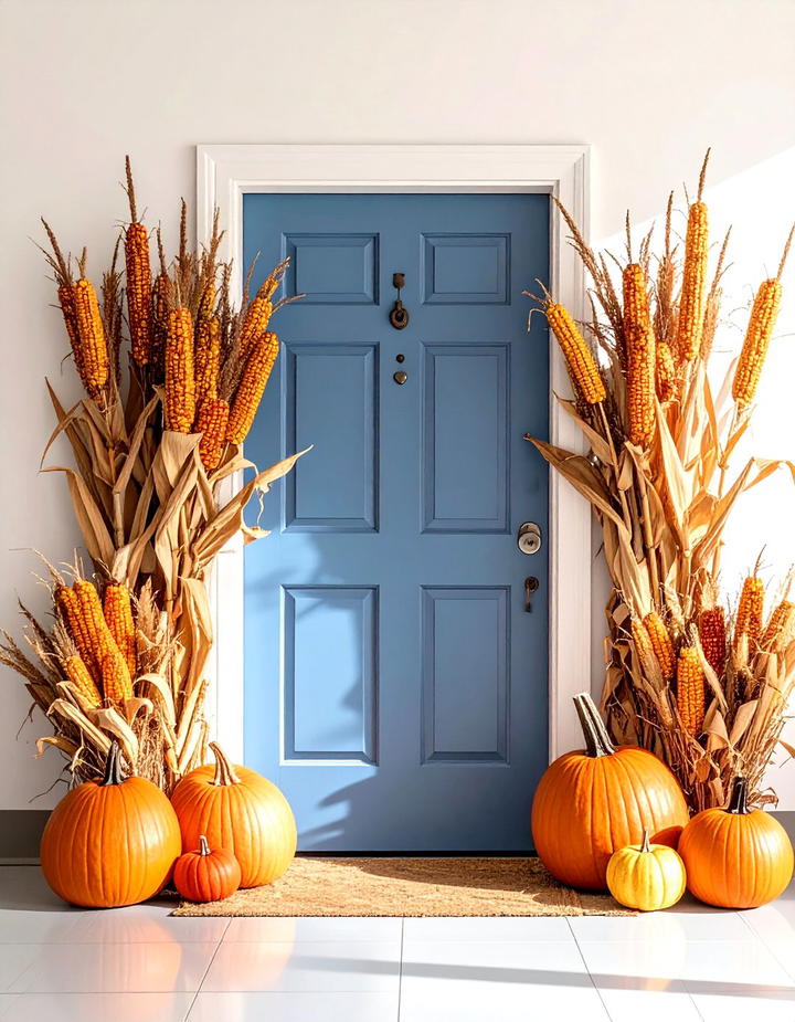 Corn Stalk Harvest - 50 fall door decor classroom ideas