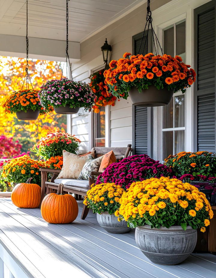 Cottage Garden Fall Transition Porch - 50 fall porch decor ideas