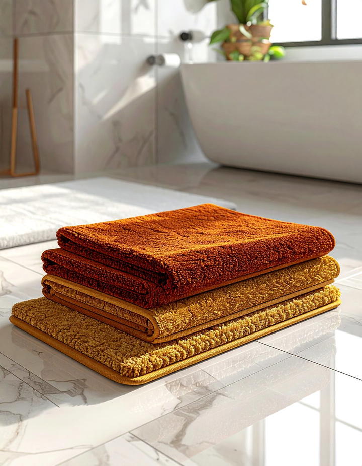 Cozy Bath Mat Layers - 50 fall bathroom decor ideas