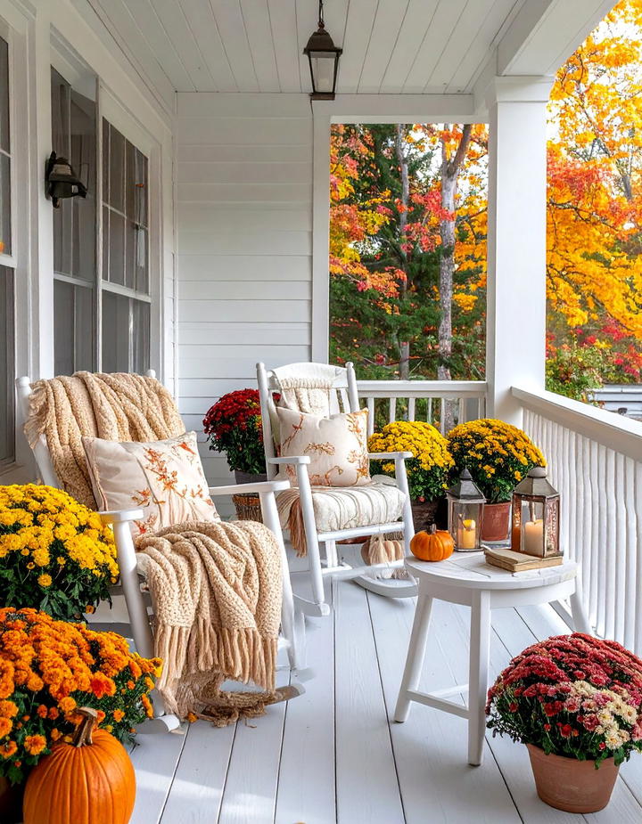 Cozy Rocking Chair Reading Nook Porch - 50 fall porch decor ideas
