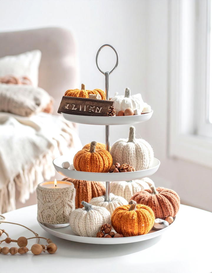 Cozy Sweater Weather Setup - 50 fall tiered tray decor ideas