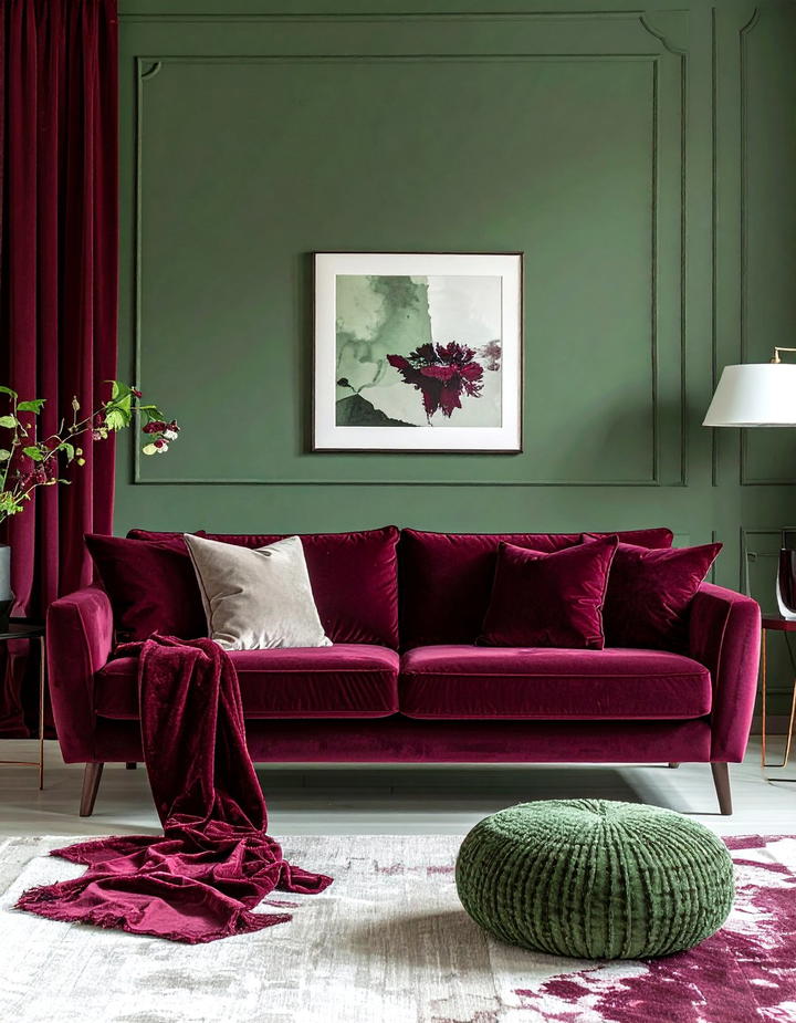 Deep Burgundy Tones - 50 living room fall decor ideas