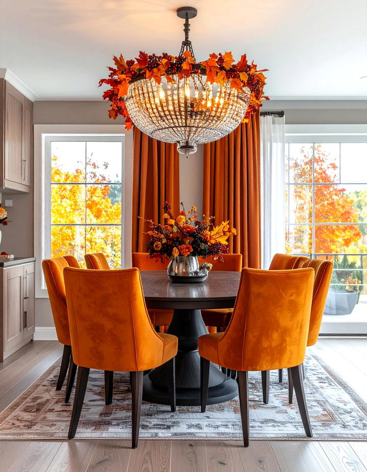 Dining Room Chandelier Autumn Accents - 50 fall decor ideas