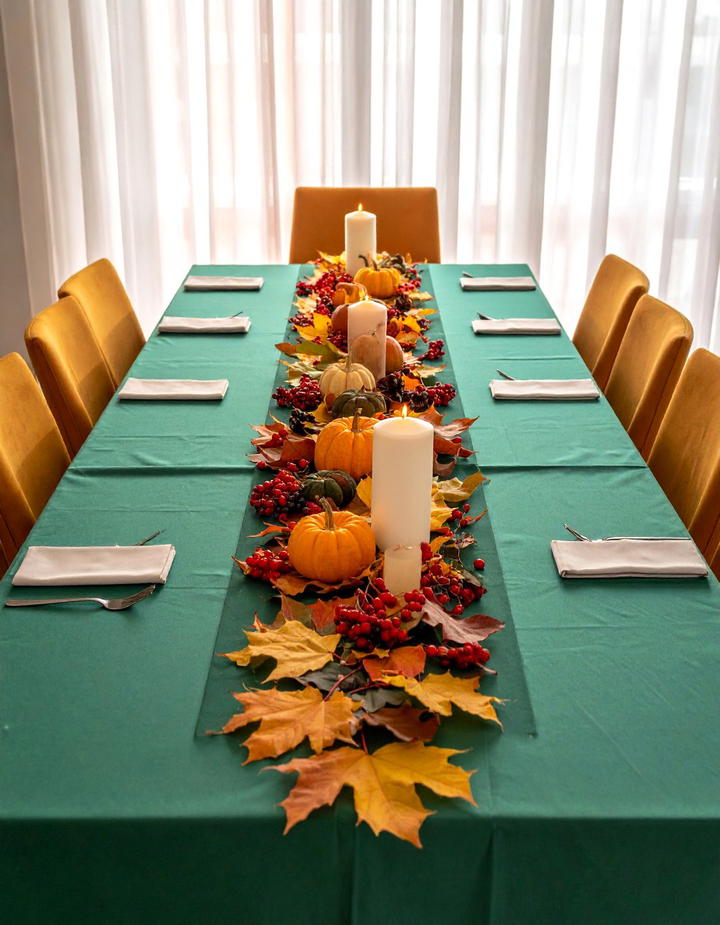 Dining Room Table Runner - 50 fall leaves decor ideas